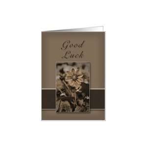  Good Luck Sepia Flower on Tan and Brown Card: Health 