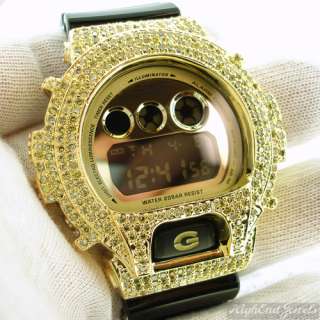 Custom Black and Gold Canary CZ Iced Out Casio G Shock Watch DW 6900 