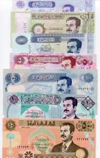 SADDAM IRAQI DINAR NOTES IRAQ MONEY  