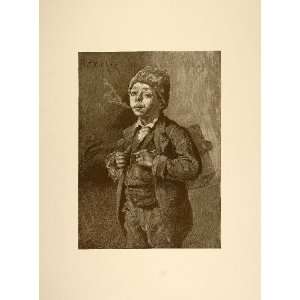 1893 Print Street Child Boy Urchin William M. Chase   Original Print