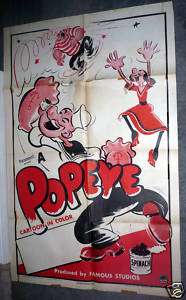 POPEYE original 1949 Paramount stock one sheet poster  