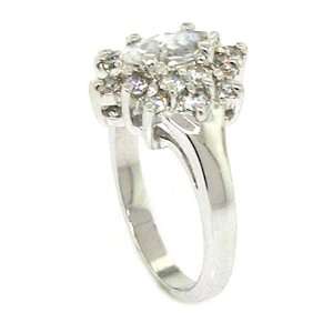  Classic Flower Promise Ring w/Marquise White CZ, 5: Alljoy 