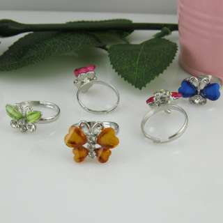  SILVER PLATED CHILDS/KIDS CUTE MIX SHAPE REHINESTONE RING C78  