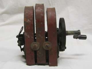 Vintage 3 Bar Magnet Telephone Magneto Hand Crank Generator Brass 