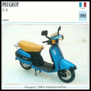 Motorcycle Card 1983 Peugeot SC 80 Scooter step thru  
