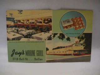   Jays Marine Grill Dallas, TX Postcard Stellmacher & Son Texas  