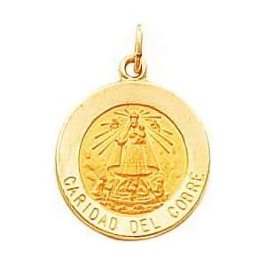  14K Gold Caridad Del Cobre Medal Charm: Jewelry