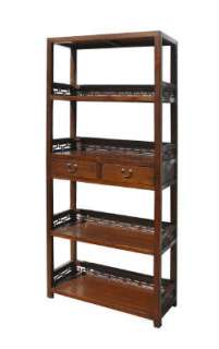 Brown Chinese Elm Wood Shelves Display Bookcase Cabinet WK2027  