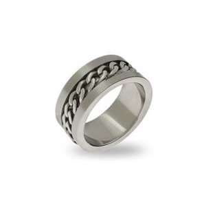  Engravable Mens Stainless Steel Chain Link Ring: Jewelry