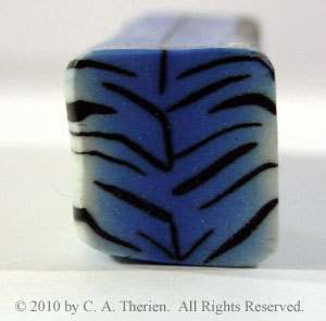 RAW Blue Tiger Print Fimo Polymer Clay Cane  