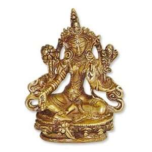  Green Tara   4.5 Detailed Brass Statue   Made In India 
