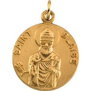  14K Yellow Gold St. Blaise Medal   18.00mm: Jewelry