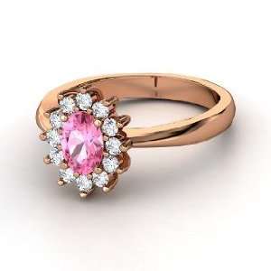  Aunt Stars Ring, Oval Pink Sapphire 14K Rose Gold Ring 