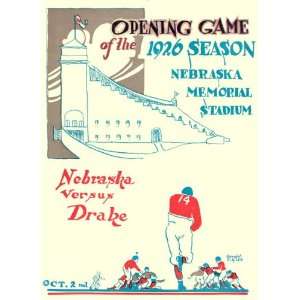 1926 Nebraska vs. Drake 22 x 30 Canvas Historic Football 