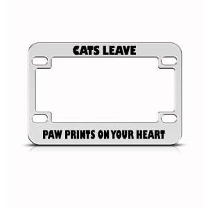 Cats Leave Paw Prints On Heart Metal Bike Motorcycle license plate 