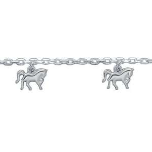   Ladies Sterling Silver Horses Stallions 18 cm Chain Bracelet Jewelry