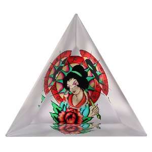  Ed Hardy Candle Glass Taper Candlestick Holder, Geisha: Home & Kitchen