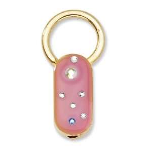  Gold tone Pink Enamel w/Crystals Key Fob Jewelry