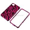 Pink/Black Zebra Case Cover+DC Car Fast Charger For iPhone 4 Gen 4G 4S 