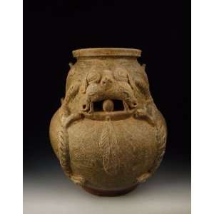 Yue Ware Celadon Bear shaped Vase, Chinese Antique Porcelain, Pottery 