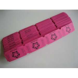   Hot Pink Star Consecutively Numbered Raffle Tickets 