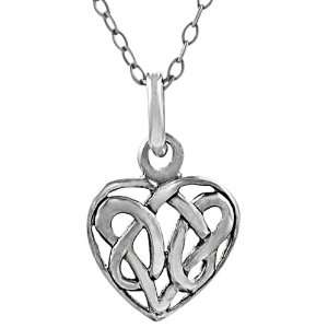  Sterling Silver Heart shaped Celtic Knot Necklace: Jewelry