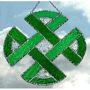   Green Stained Glass Celtic Knot Sun Catcher   8 1/2 Home & Kitchen