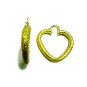  Heart Gold plated Hoop Earring, 4.2 Centimeters: Jewelry