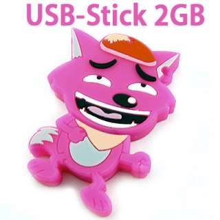 USB Stick 2GB Speicher für PC Laptop Mac Wolf Rosa  