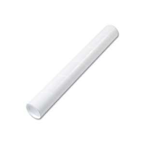  Fiberboard Mailing Tube, Recessed End Plugs, 24 x 3, White 