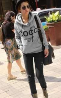 Korea N9 style lady fashion COCO print casual hoodie Top (2 color 