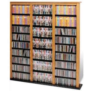 Oak 4 Sided Spinning CD DVD Media Tower Storage  