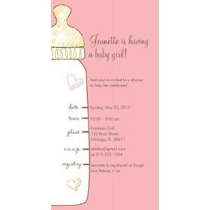    Baby Shower Invitations   Pink Bottles Up   Set of 15 Baby