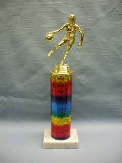 female BASKETBALL trophy marble base rainbow column  