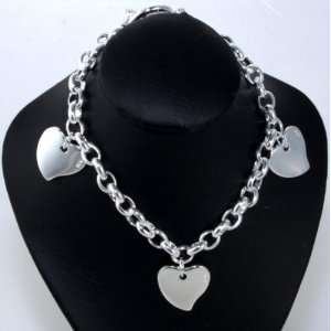  Syms Triple heart Silver Plated Charm Bracelet Jewelry