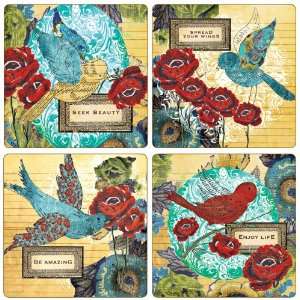  Hindostone Set of Four Soul Birds Stone Coasters
