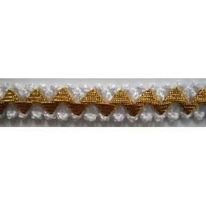  White And Metallic Gold Flat Trim .5 Inch BTY: Arts 