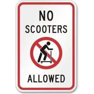  No Scooters Allowed (no scooters symbol) Aluminum Sign, 18 