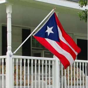  Puerto Rico 3x5 foot Tornado porch flag kit   silver anti 