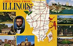 ILLINOIS GREETINGS 9 VIEWS MAP LINCOLN SOLDIERS FIELD +REDUCED $1 TO 3 