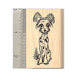  Chinese Crested Dog Rubber Stamp   Wood Mounted