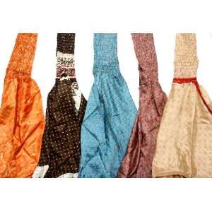  Lot of Five Patchwork Sari Harem Trousers   Art Silk 