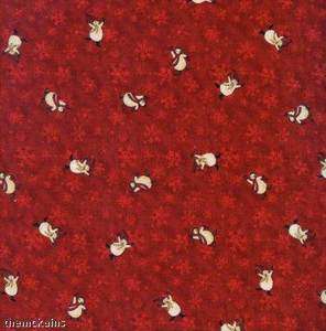 SNOWMAN~Snowflakes~ARCTIC HOLIDAY~MUMM Fabric~Red~1/2yd  
