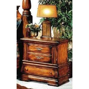  Style Dark Pine Finish Solid Wood Night Stand: Furniture & Decor
