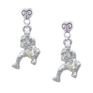 Softball Catcher   Silver Plated Mini Heart Charm Earrings [Jewelry]