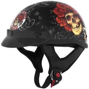  River Road Grateful Dead Skulls & Roses Helmet   Large/Black/Red 
