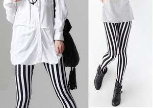 New Fashion Women Chic Look Vertical Stripe Zebra Leggings Tights 