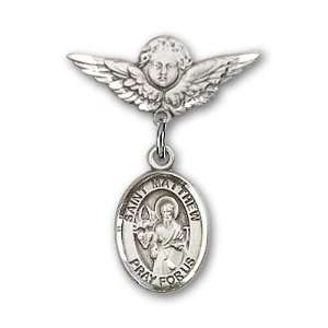 St. Matthew the Apostle Charm and Angel w/Wings Badge Pin St. Matthew 