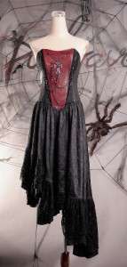   and black gothic corset dress sizes Small, Medium, and Large  