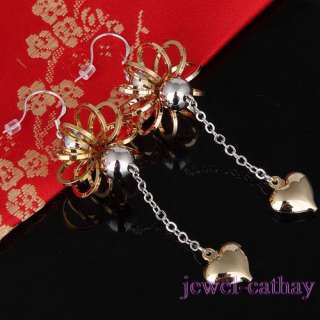   Silvery White & Golden lantern & Heart long Dangle Earrings